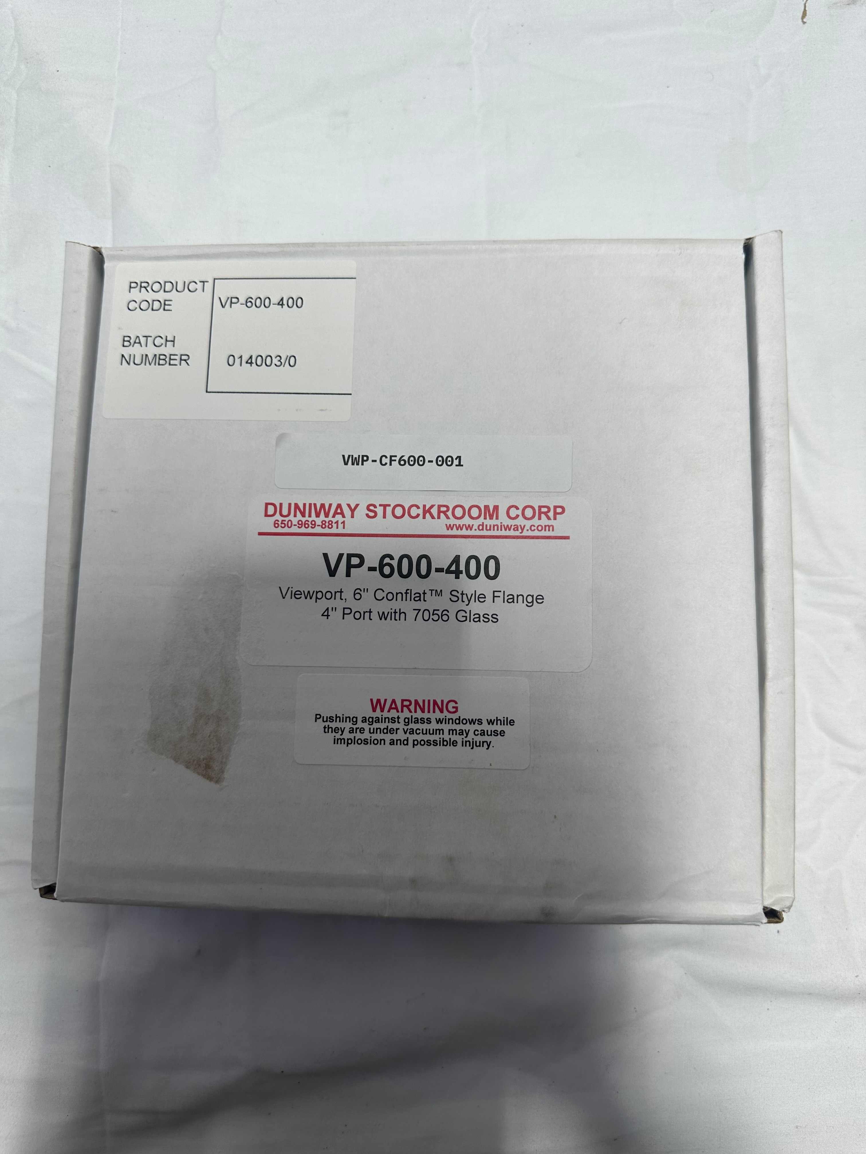Duniway Stockroom VP-600-400 CF6 viewport
